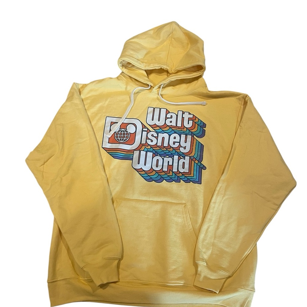 Walt Disney World Retro Logo Hoodie – Yellow – Size M